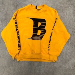 Divided Yellow Crewneck Sweatshirt with Black Graphic